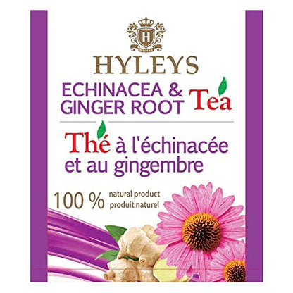 Hyleys Echinacea & Ginger Green Tea, 100% Natural, Vegan, 25 Tea Bags
