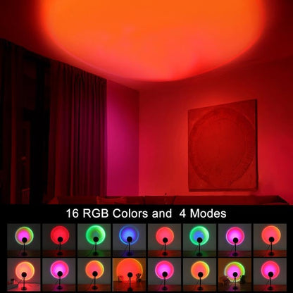 Fall Sunset Lamp Projector Light 180° Adjustable Sunset Mood Lamp, 4 Modes, Remote Control RGB Ambient Night Light for Bedroom.