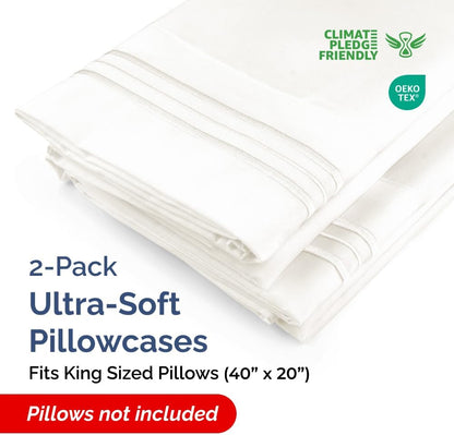 Standard Pillow Cases Set of 10 - Ultra Soft Hotel Quality Pillowcase Covers - Comfy, Cozy & Wrinkle Free - Shrink, Stain and Fade Resistant - Machine Washable Pillow Protectors - 10 Pcs Set - White - Colors B