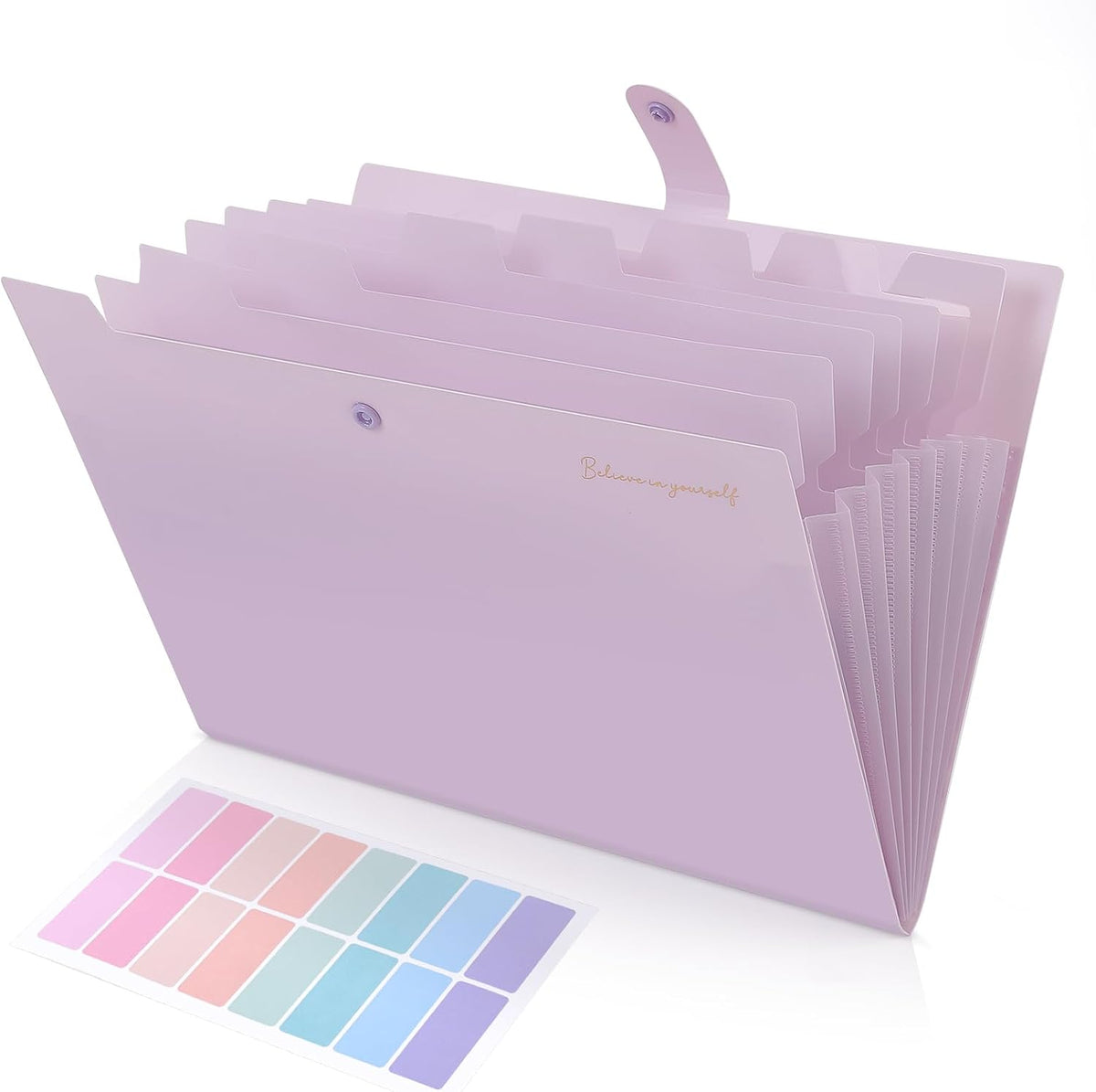 SKYDUE Expanding File Folder, Accordion File Organizer with 8 Pockets, Expandable Document Paper Receipt Holder for School Office Hospital, Letter/A4 Size Pink