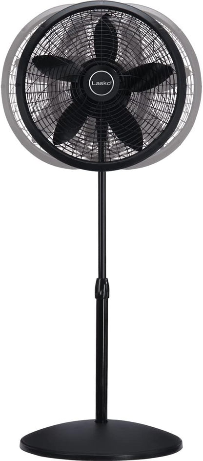 Lasko Pedestal Fan, Oscillating Fan for Bedroom with Adjustable Height and 3 Cooling Speeds, Portable, 18", Black, 1827