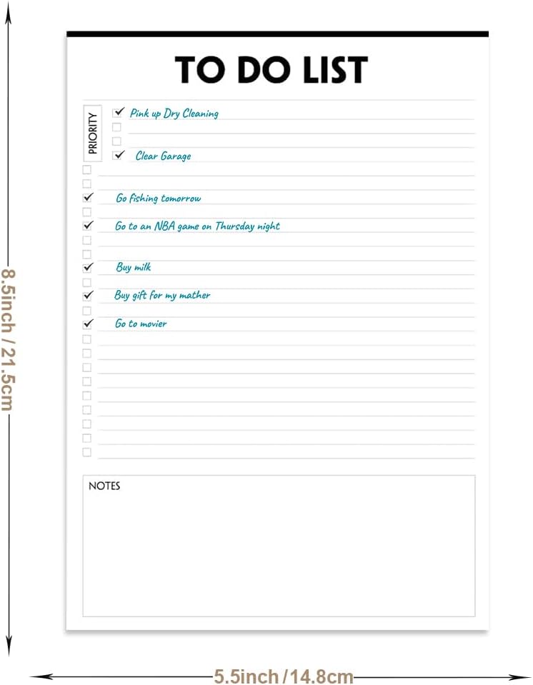 Nokingo To Do List Notepad - 5.5"x8.2", 50 Sheets, To Do Notebook with Check List Organizing, Tear Off, Simple Script, College Ruled To Do Planner for Daily Task