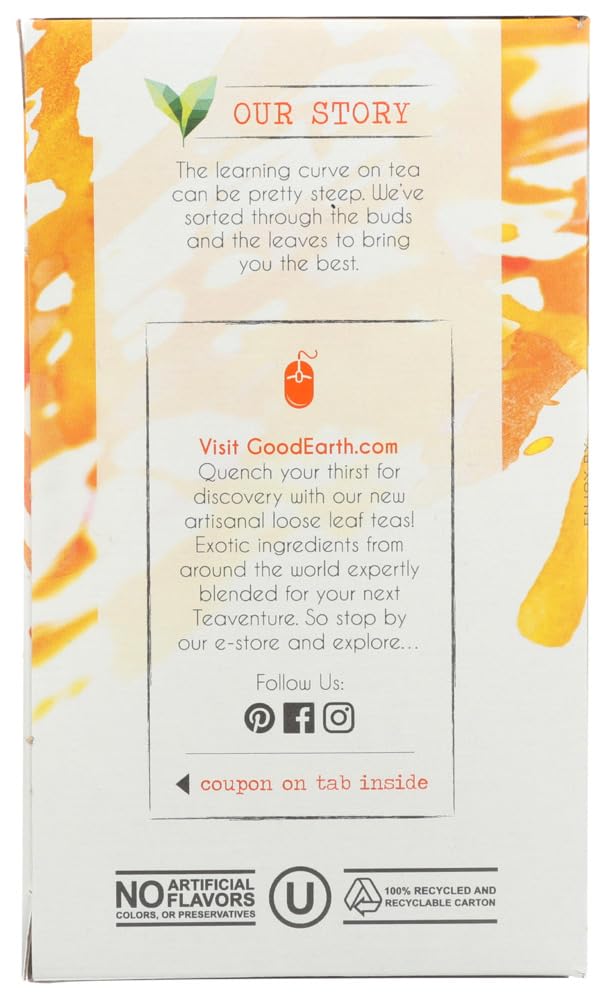Good Earth Teas Organic Sweet and Spicy Caffeine Free Herbal ,18 Count (Pack of 4)