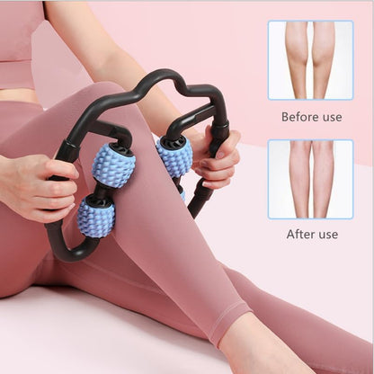 4 Wheels Foam Roller Muscle Massager for Leg Neck Hand Arm,Trigger Point Muscle Relax Massager Indoor Sports Yoga Bodybuilding Equipment (Black)