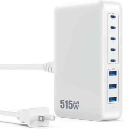 USB C Charger 200W USB C Charger Block,Upgraded GaN III 8-Port Fast Charging Station Hub,PD 65W Laptop Charging Adapter Compatible with MacBook Pro/Air,DELL,Steam Deck,iPhone 16/15/14,Galaxy S23/22