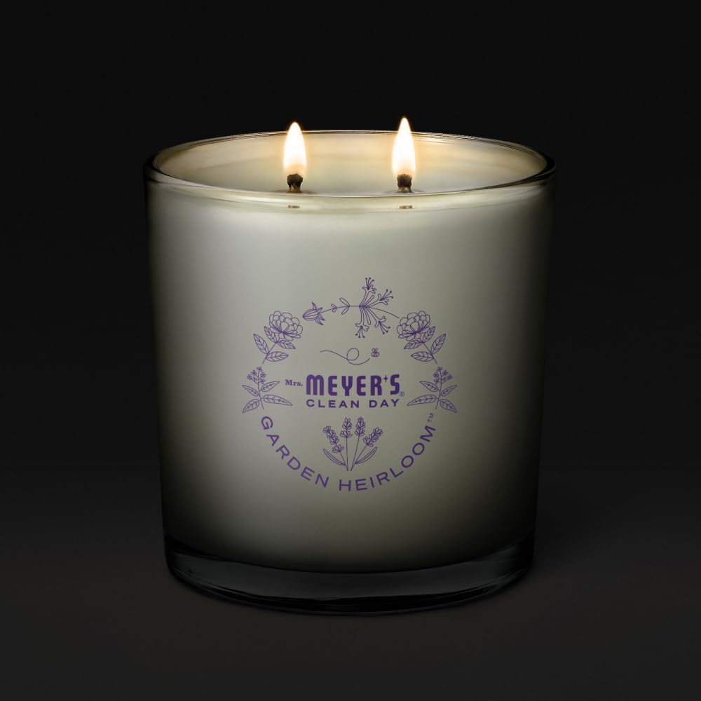 MRS. MEYER'S CLEAN DAY Lavender Soy Candle, Garden-Inspired Aromatherapy Homekeeping, 35 Hour Burn Time, Made with Essential Oils, 7.2 oz Large Glass Jar Candles (Pack of 2)