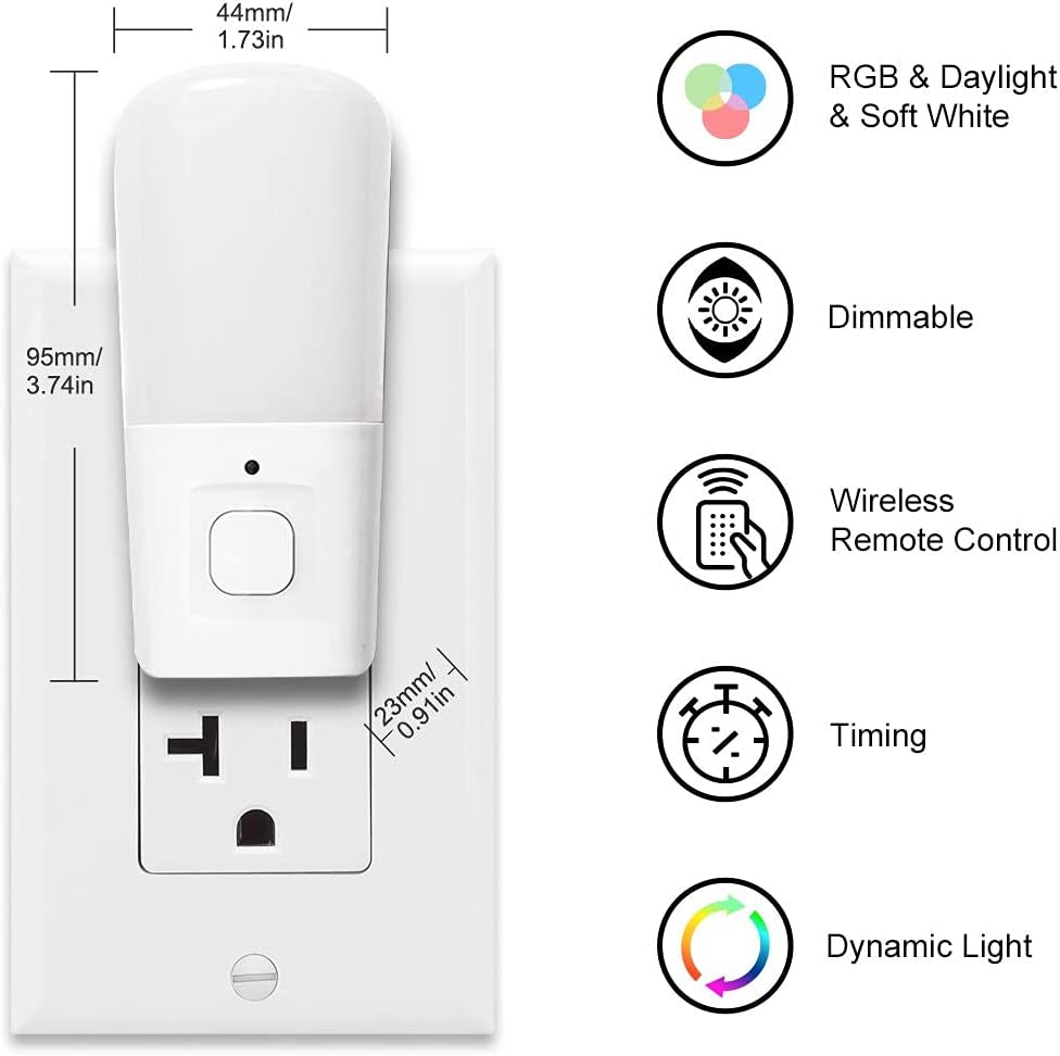 L LOHAS LED Amber Night Light, Dimmable Plug in Yellow Night Light with Dusk to Dawn Sensor, Kids Night Lights for Bedroom, 5-80LM Suit for Nursery, Hallway, Stairway,Bedroom, Bathroom, 2Pack