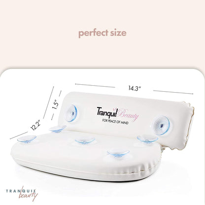 TranquilBeauty Bath Pillow, White, PVC, Pain Relief, 7 Suction Cups - Ergonomic Head & Back Support, Luxury Spa Experience, Waterproof Design, Ideal for Elderly & Children