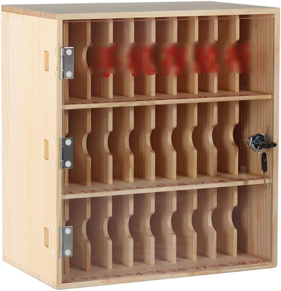 Wooden Mobile Phone Charging Station with Lock Wall Mounted Organizer for 30 Devices Perfect for Schools and Offices Smart Phone Management Solution (Wood 30 bits)