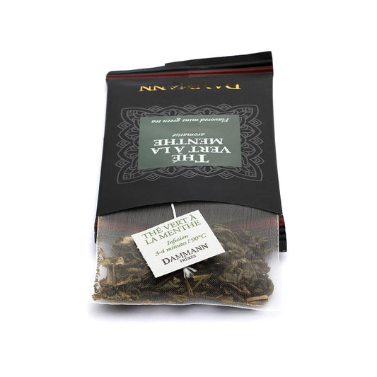 Dammann Freres Satchets, Green Mint Tea Bags, Premium Gourmet French Green Tea, Blend Spearmint, Peppermint Flavors, Individually Wrapped, 24 Count (Single Pack)