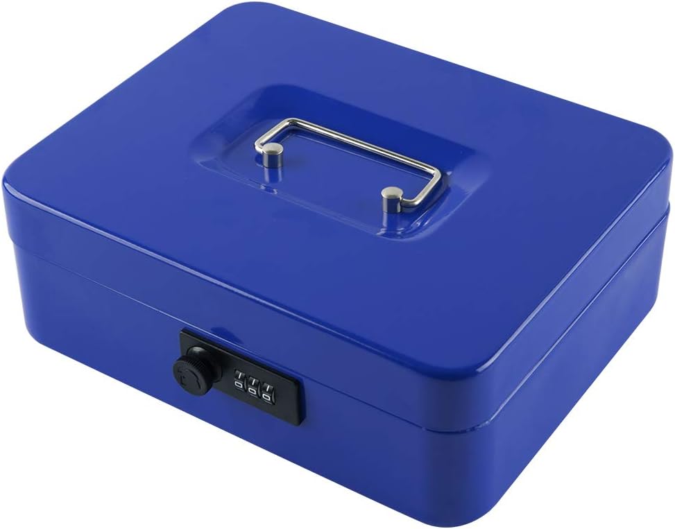 KYODOLED Small Cash Box with Combination Lock & Removable Money Tray, Black