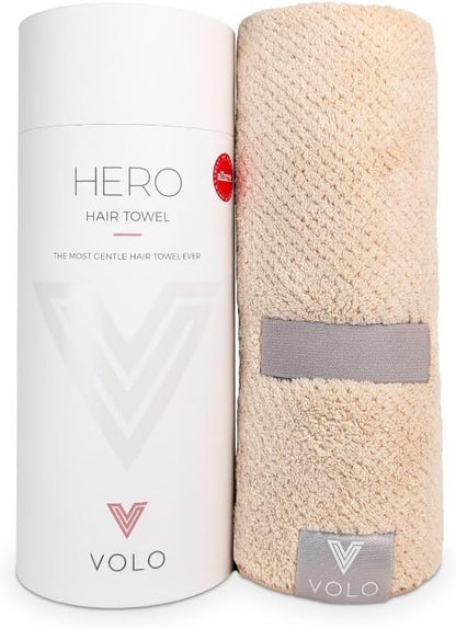 VOLO Hero Hair Towel – Ultra Soft Nanoweave™ Microfiber, Super Absorbent Quick Dry, Reduces Dry Time 50%, Anti-Frizz & Breakage, Secure Snug Strap, Large Wrap for All Hair Types - Luna Gray