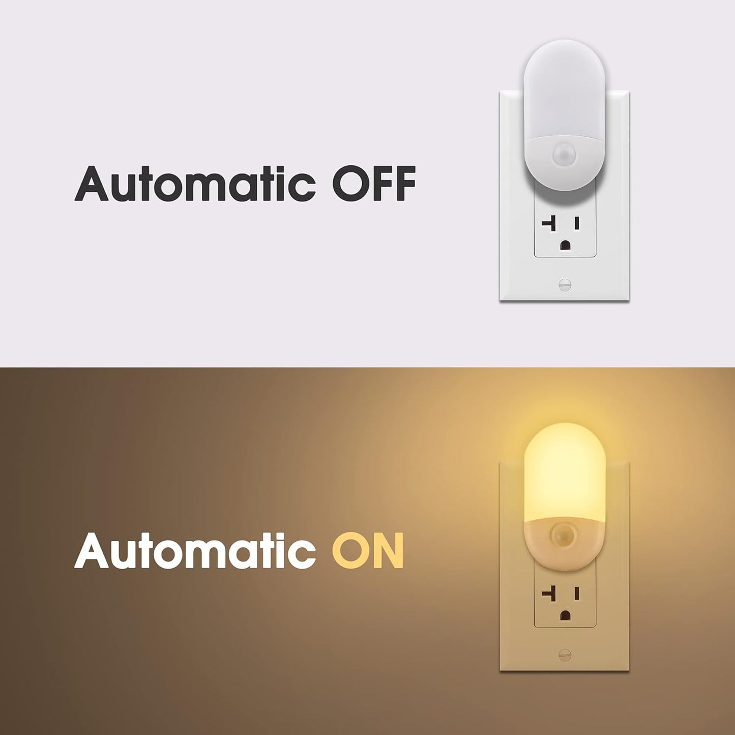 L LOHAS LED Amber Night Light, Night Lights Plug into Wall[2 Pack], 0.6W 2000K LED Night Light, Dusk to Dawn Sensor, 30/60LM Adjustable Brightness, Automatic Low Blue Nightlight for Kids, Bathroom