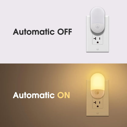 L LOHAS LED Amber Night Light, Night Lights Plug into Wall[2 Pack], 0.6W 2000K LED Night Light, Dusk to Dawn Sensor, 30/60LM Adjustable Brightness, Automatic Low Blue Nightlight for Kids, Bathroom