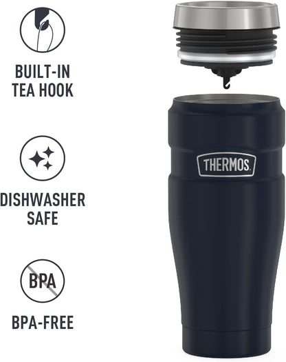 THERMOS Stainless King Vacuum-Insulated Travel Tumbler, 16 Ounce, Matte Steel