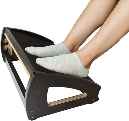 StrongTek Wooden Under Desk Footrest, 4 Heights, 400 lb, Office Foot Rest