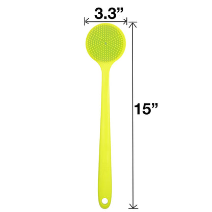 DNC Back Scrubber for Shower Soft Silicone Bath Body Brush with Long Handle (Black)