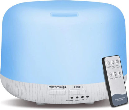 300ML Essential Oil Diffuser, Remote Control Ultrasonic Aromatherapy Oil Diffusers Cool Mist Humidifier, Waterless Auto-Off and 7 LED Light Colors for Bedroom, Yoga, SPA, Baby