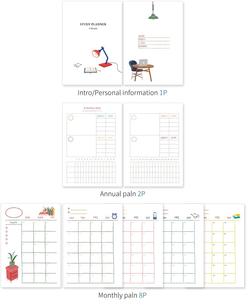 Monolike Basic B5 Monthly + Weekly Planner pad, A SET - Academic Planner, Weekly & Monthly Planner, To-do list, Note pad, Scheduler