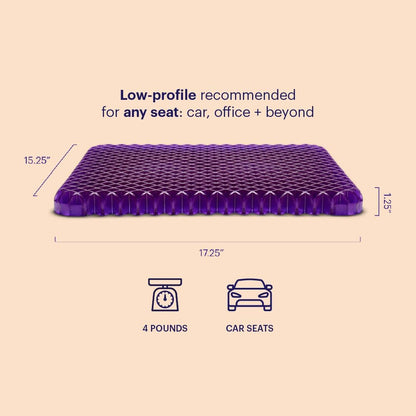 Purple Royal Seat Cushion, Portable 2 Inch Gel Seat Cushion, GelFlex Grid | Handles for Car, Office Chair, Stadium - Pressure-Reducing for Hard Seats, Temperature-Neutral, No-Slip - Made in USA