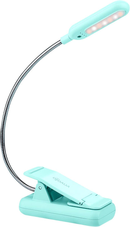 VAVOFO Amber Rechargeable Reading Light, Blue Light Blocking Book Light, 7 LEDs Eye Care 9 Colors 9 Brightness Clip On for Kids Bookworms Reading in Bed with Power Indicator Lasting 70h (Black)