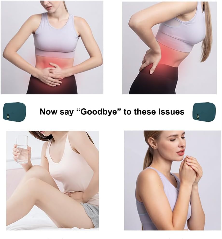 Portable Cordless Heating Pad, Electric Waist Belt Device, Fast Heating Pad with 3 Heat Levels and 3 Massage Modes, Back or Belly Heating Pad, Gift for Her, Women and Girl