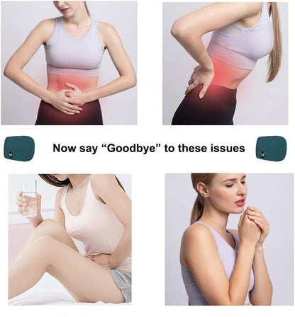 Portable Cordless Heating Pad, Electric Waist Belt Device, Fast Heating Pad with 3 Heat Levels and 3 Massage Modes, Back or Belly Heating Pad, Gift for Her, Women and Girl