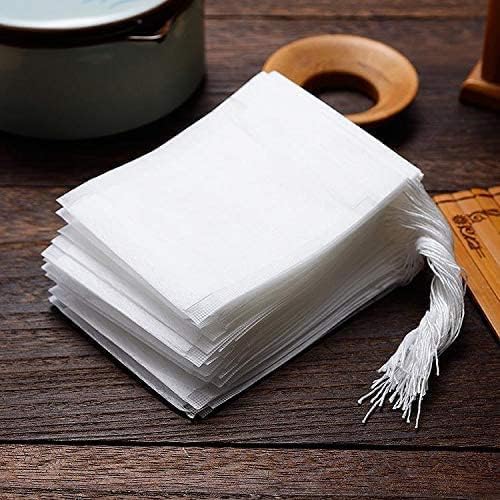 300Pcs Disposable Tea Bags for Loose Leaf Tea, Empty Tea Bags for Loose Tea, 100% Natural Wood Pulp Paper Material, Unbleached Tea Filter Bags with Drawstring