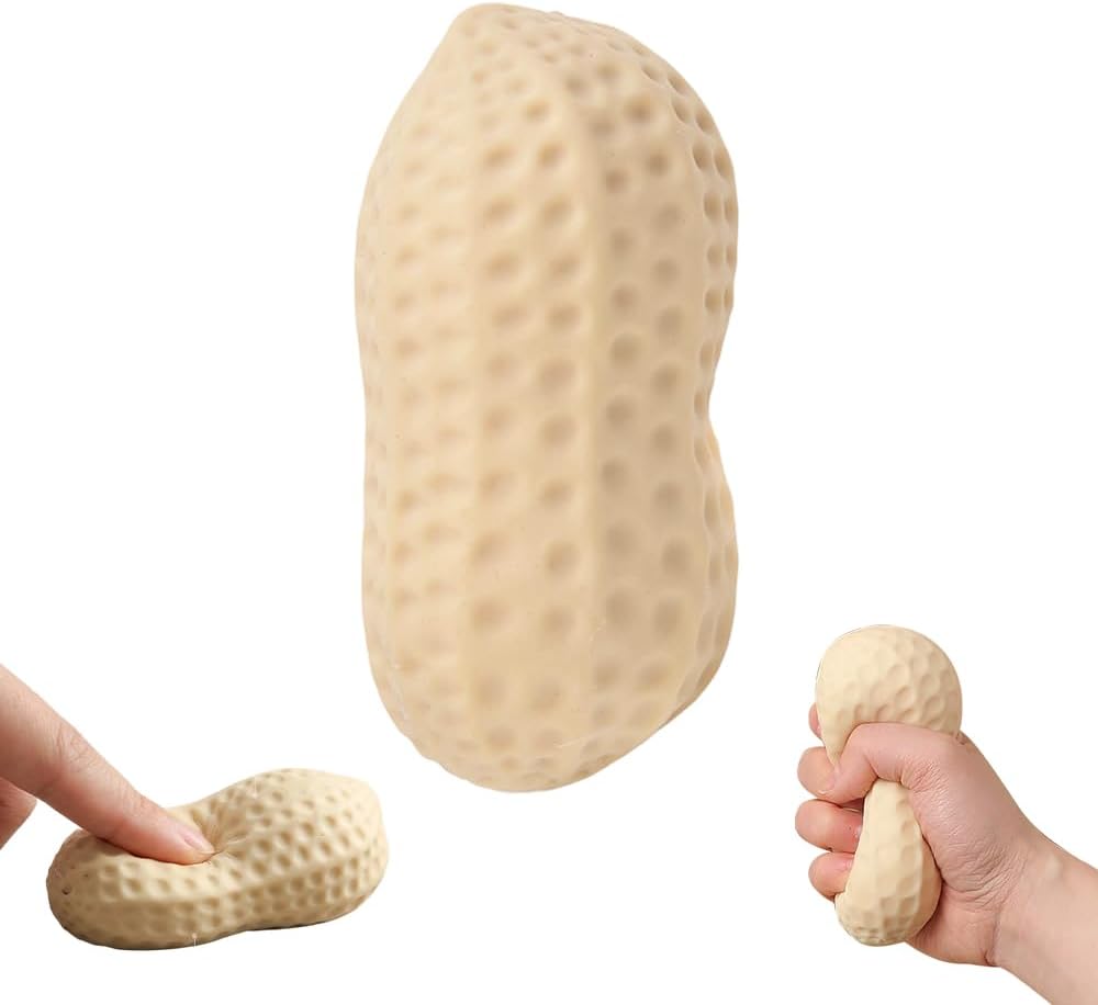Peanut Shape Stress Relief Ball Soft Squeeze Fidget, TPR Anxiety Relief Hand Grip Decompression Ball for Office Desk Focus Relaxation Portable (1pc)