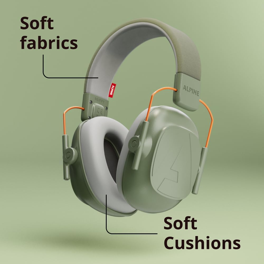 Alpine Muffy Kids - Hearing Protection - CE & ANSI Certified - Adjustable for Ages 3-16 years - Noise Cancelling Headphones - 25dB Sound Reduction Ideal for Protection and Concentration Aid – Black