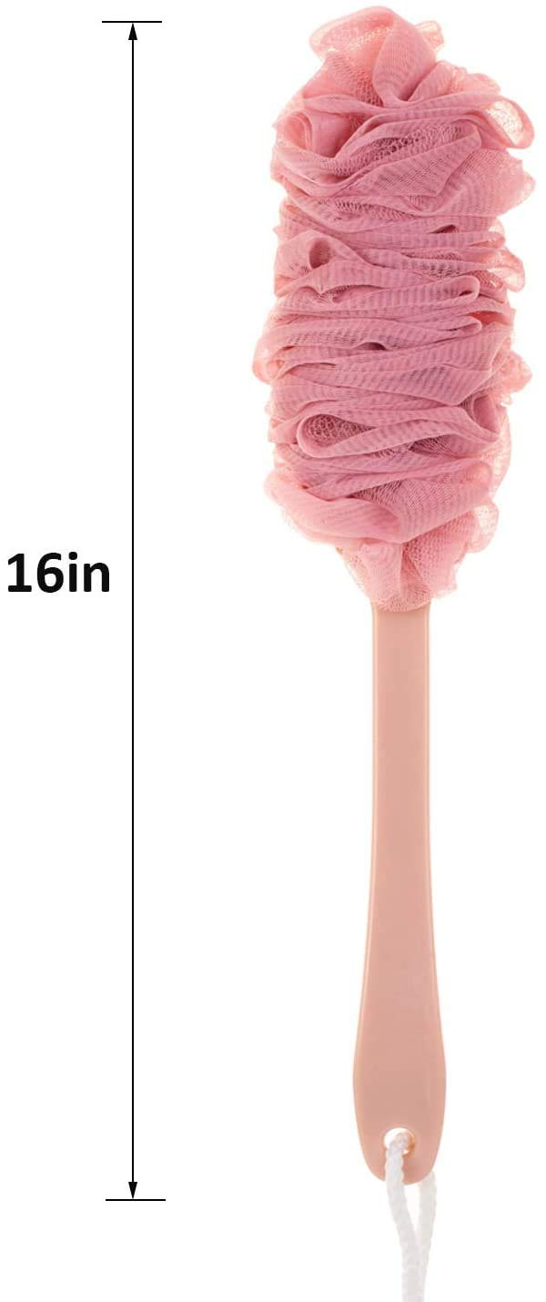 Back Scrubber for Shower, Loofah Long Handle Bath Body Brush, Soft Nylon Mesh Sponge On a Stick for Shower Men Women Kids Elderly, Exfoliating Scrub Cleaning Luffa for All Kinds of Skin(Blue)