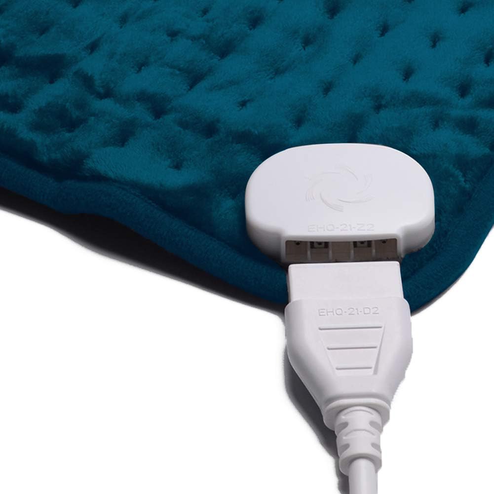 Ambershine 17''x33'' XXXL King Size Heating Pad with 12 Temperature Settings & 4 Auto-Off Countdown Timers, Pain Relief for Back/Neck/Shoulders/Abdomen/Legs(Dark Teal)