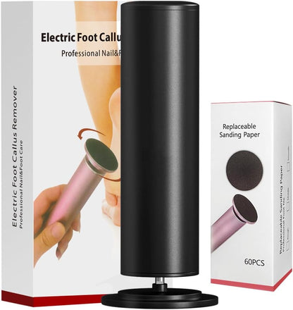 HayZBao Electric Foot Callus Remover - Electric Callus Remover for Feet,Foot Scrubber with 60 Pcs Sandpaper Discs,Professional Pedicure Tool for Dead Skin - Black