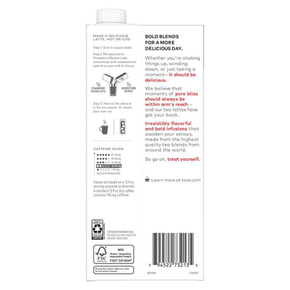 TAZO Strawberry Matcha Latte Concentrate, Flavored Green Tea and Matcha, Cafe-Style Latte Mix, 32 Oz Carton (5 Servings, Makes Up to 8 Cups)