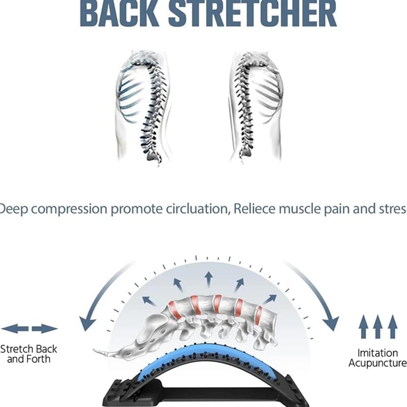 Back Stretcher Magnetotherapy Multi-Level Adjustable Massager Waist Neck Fitness Lumbar Cervical Spine Support Pain Relief (Purple)