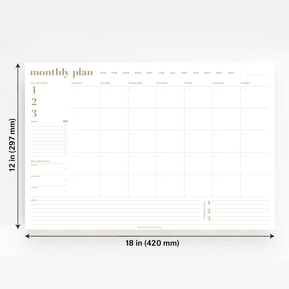 Bliss Collections Weekly Planning Pad, To Do List Notebook - Undated Tear-Off Sheets Notepad - Work Calendar, Organizer, Scheduler for Goals, Tasks - Minimalist, 8.5" x 11", 50 Sheets