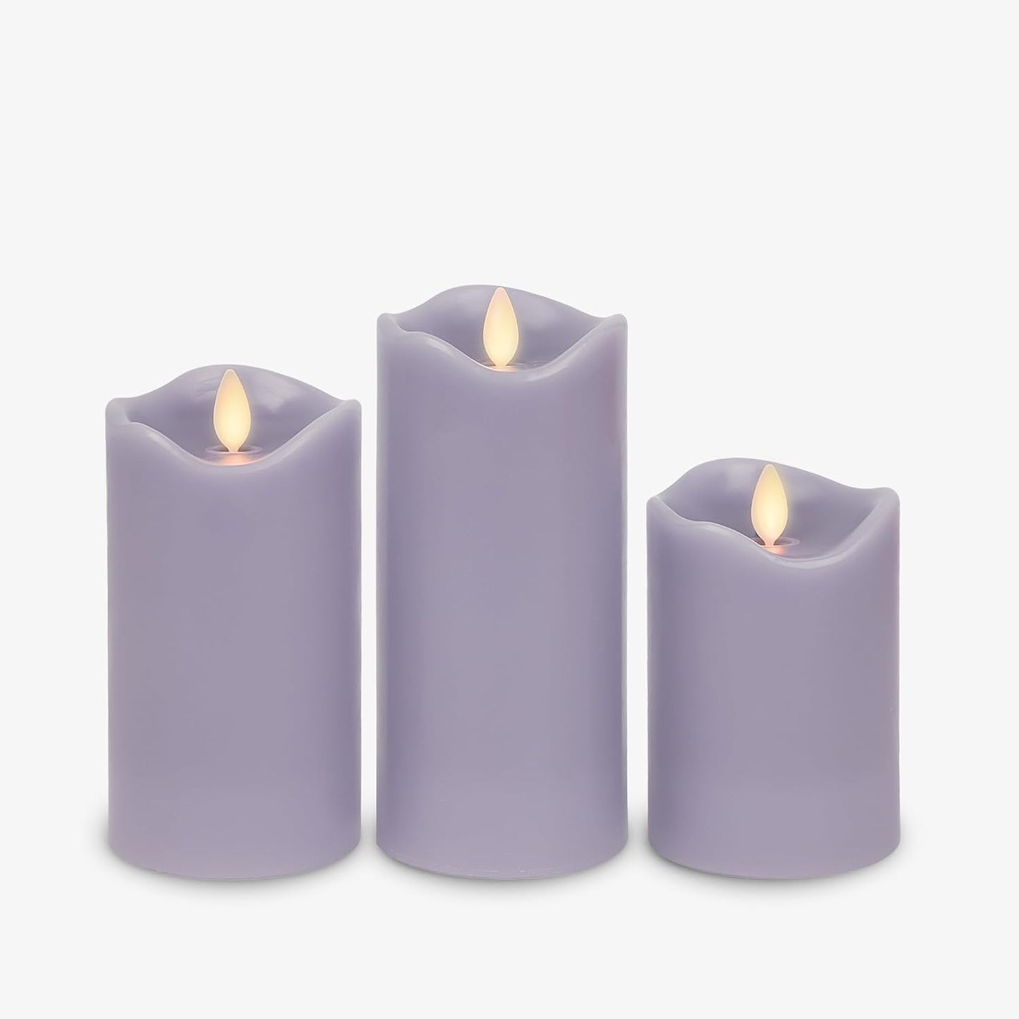 Matchless Candle Co. by Luminara Set of 3 Flameless LED Pillar Candles, Real Wax, Moving Flame (3x4.5, 3x5.5, 3x6.5 Inch, Unscented)