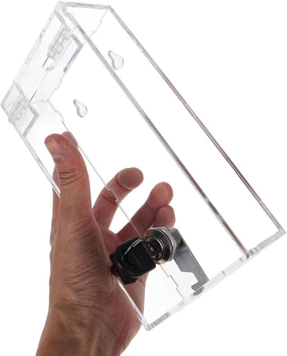 STOBOK Cell Phone Locker Box, Clear Acrylic Phone Jail Lock Box with 2 Keys, Self-Control Transparent Storage Container with Charging Port for Classroom Home Office Use