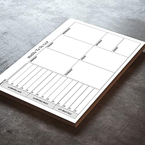Life Charge Weekly Planner Notepad for Work & Home, Weekly To Do List Pad with Daily Checklist, Priority & Notes, 60 Pages, 8.5 x 11 Letter, Landscape