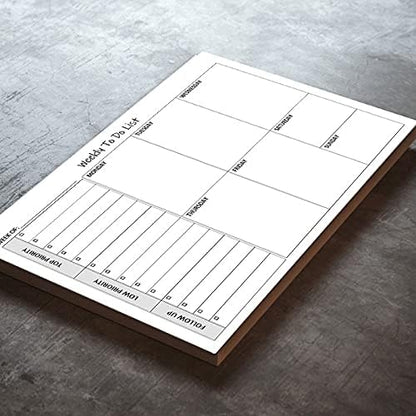 Life Charge Weekly Planner Notepad for Work & Home, Weekly To Do List Pad with Daily Checklist, Priority & Notes, 60 Pages, 8.5 x 11 Letter, Landscape