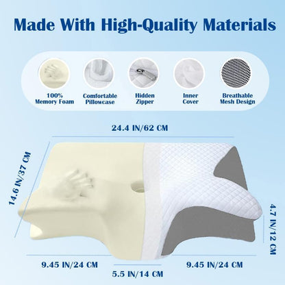 Sleep Apnea Pillow, Airway Pro Cervical Pillow for Neck Pain Relief, Orthopedic Memory Foam Neck Support Pillow for Side, Back & Stomach Sleepers, Anti-Snore Ergonomic Contour Pillow (Black)