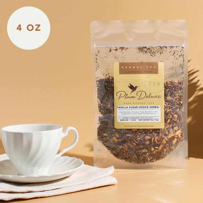 Loose Leaf Tea Sampler – 5 Caffeinated Blends Including Creme Brulee Earl Grey, Peach Oolong, Citrus Mint, Pecan and Floral Black – 75 to 100 Cups – Handcrafted in USA – Plum Deluxe