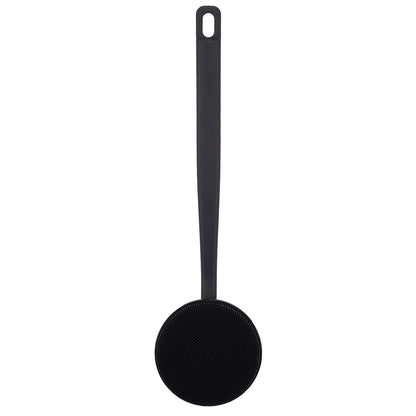 DNC Back Scrubber for Shower Soft Silicone Bath Body Brush with Long Handle (Black)