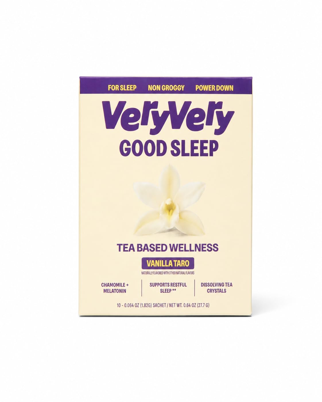 VeryVery Good Tea Sleep Mix, Vanilla Taro, Melatonin, 10 Packets