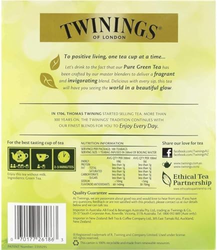 Twinings Tea – All Natural, Pure Green Tea Bags – 100 Count