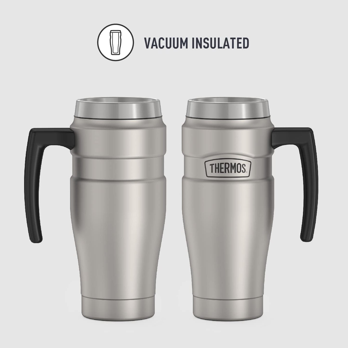 THERMOS Stainless King Vacuum-Insulated Travel Tumbler, 16 Ounce, Matte Steel