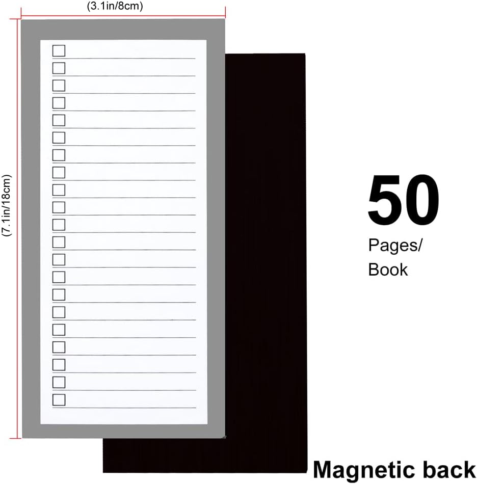 6 Pack Magnetic Notepads, Notepads Grocery List Magnet Pad for Fridge,Full Magnet Back Design Notepad for Grocery Lists, Shopping Lists, to-Do Lists(240 Sheets)