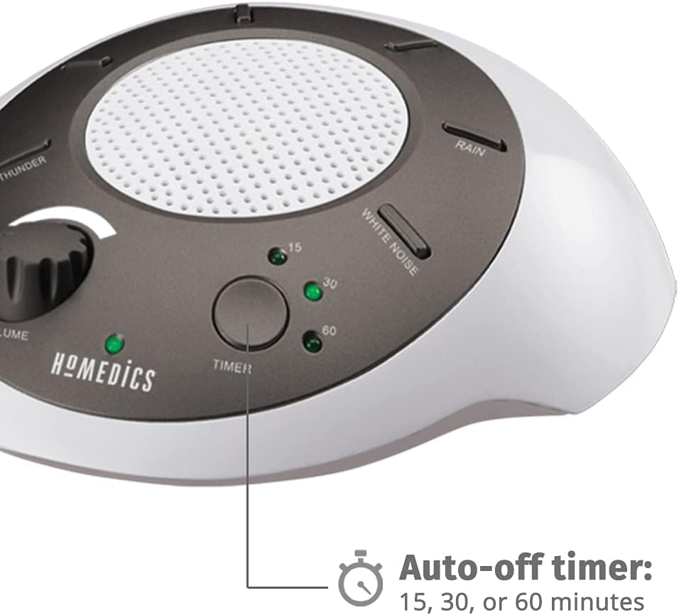 Homedics SoundSleep White Noise Sound Machine, Blue, Small Travel Sound Machine with 6 Relaxing Nature Sounds, Portable Sound Therapy for Home, Office, Nursery, Auto-Off Timer, by Homedics