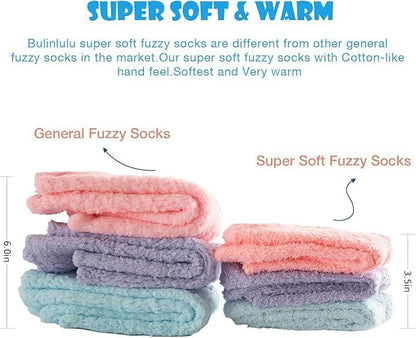 Bulinlulu Fuzzy Socks With Grips for Women, 5 Pairs Non Slip Sleep Warm Fluffy Slipper Socks Gifts for Women