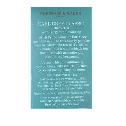 Fortnum and Mason British Tea. Earl Grey Classic 25 Count Tea Bags (1 Pack) USA